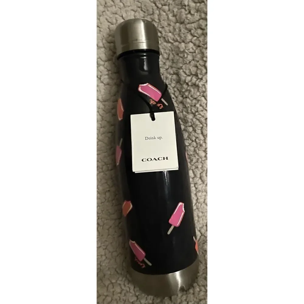 RARE-Coach Water Bottle With Popsicle Print 17 Oz NWT